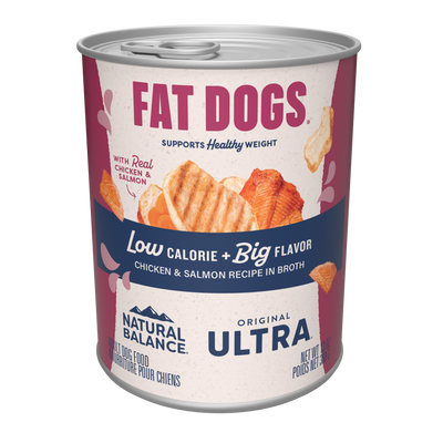 Natural Balance Original Ultra Fat Dogs Chicken & Salmon Low Calorie Wet Dog Food - 368g - front of can (3000x3000, transparent background) - Natural Balance - PetMax Canada