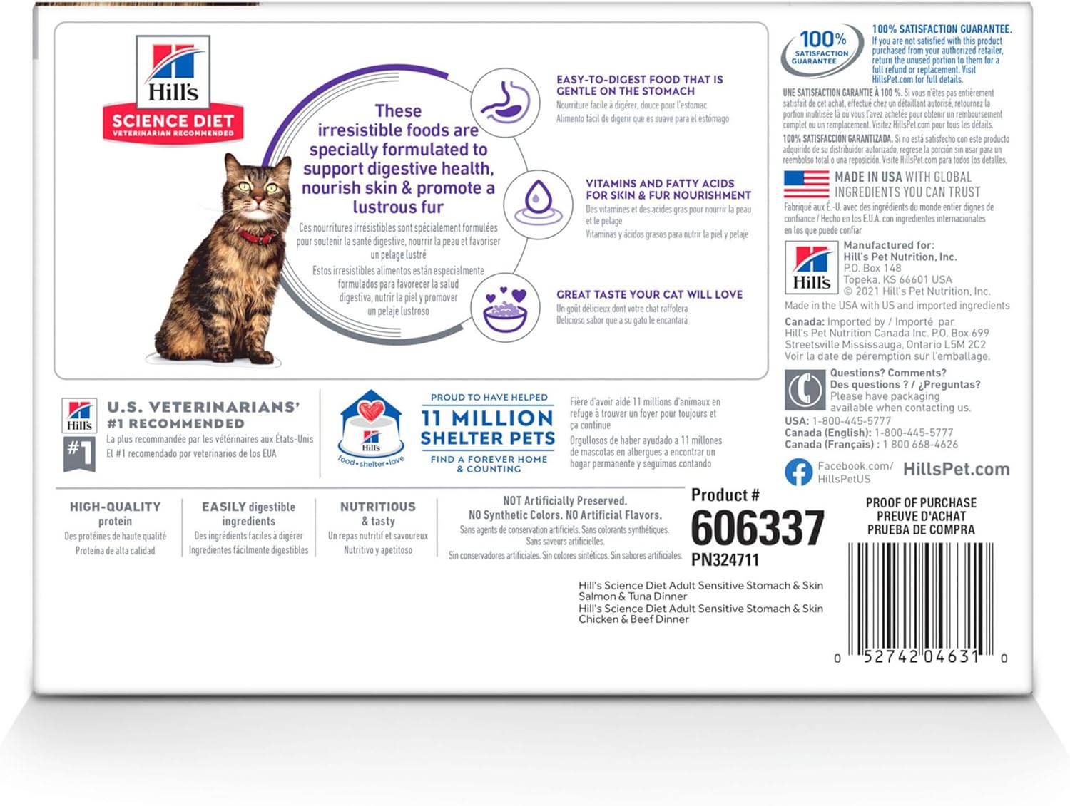 Hill's Science Diet Feline Sensitive Stomach & Skin Variety Pack Pouches Cat Food