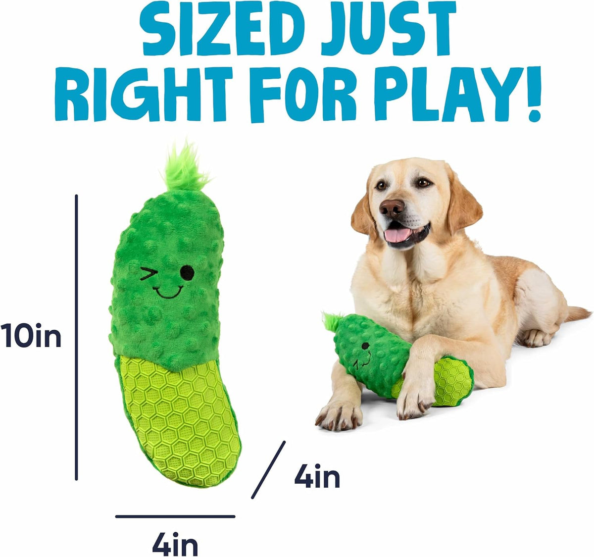 goDog Tough 'N Texture Dillbert Pickle Dog Toy - Size 10 x 4 x 4 inches - PetMax Canada