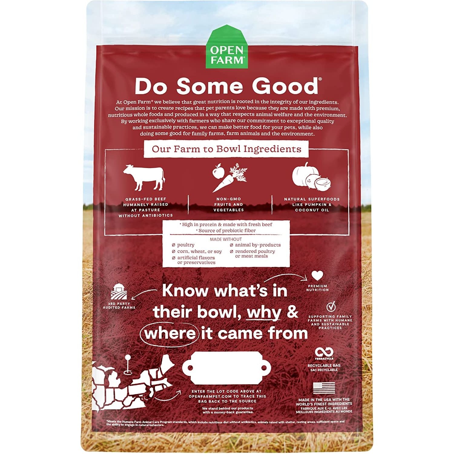 Open Farm Dog Food Grass Fed Beef  Dog Food  | PetMax Canada