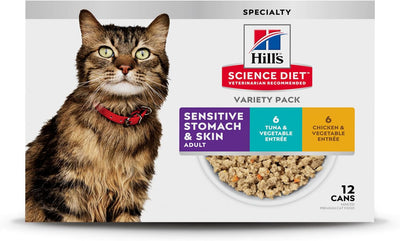 Hills Science Diet cat food variety pack on a white background
