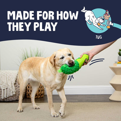 goDog Tough 'N Texture Dillbert Pickle Dog Toy - Dog playing tug - PetMax Canada