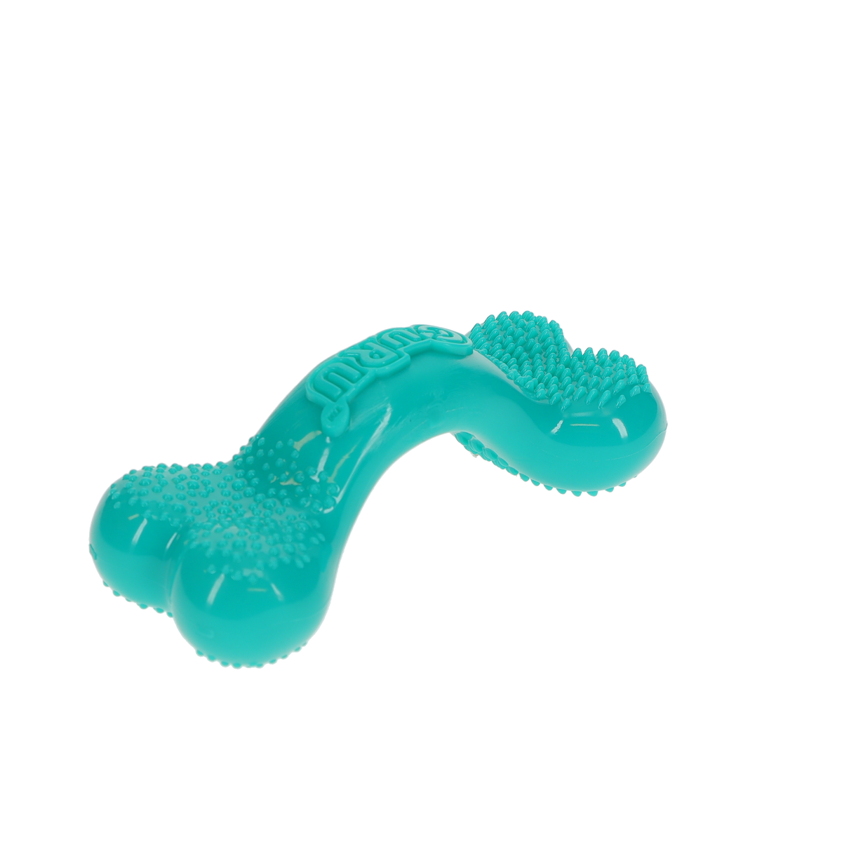 Guru Vanilla Puppy Bone Dog Toy - angled view of Clean and Polish texture - PetMax Canada