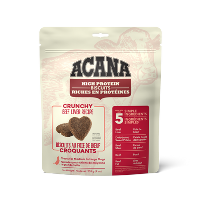Acana High Protein Dog Biscuits Crunchy Beef Liver Recipe Large  Dog Treats  | PetMax Canada