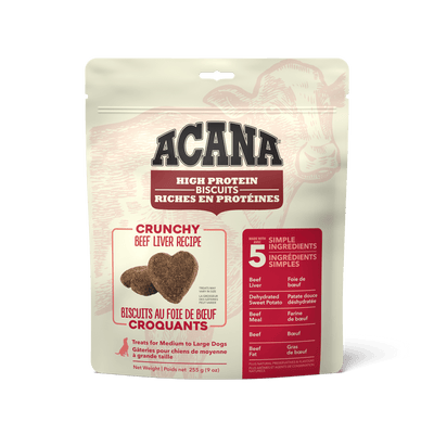 Acana High Protein Dog Biscuits Crunchy Beef Liver Recipe Large  Dog Treats  | PetMax Canada