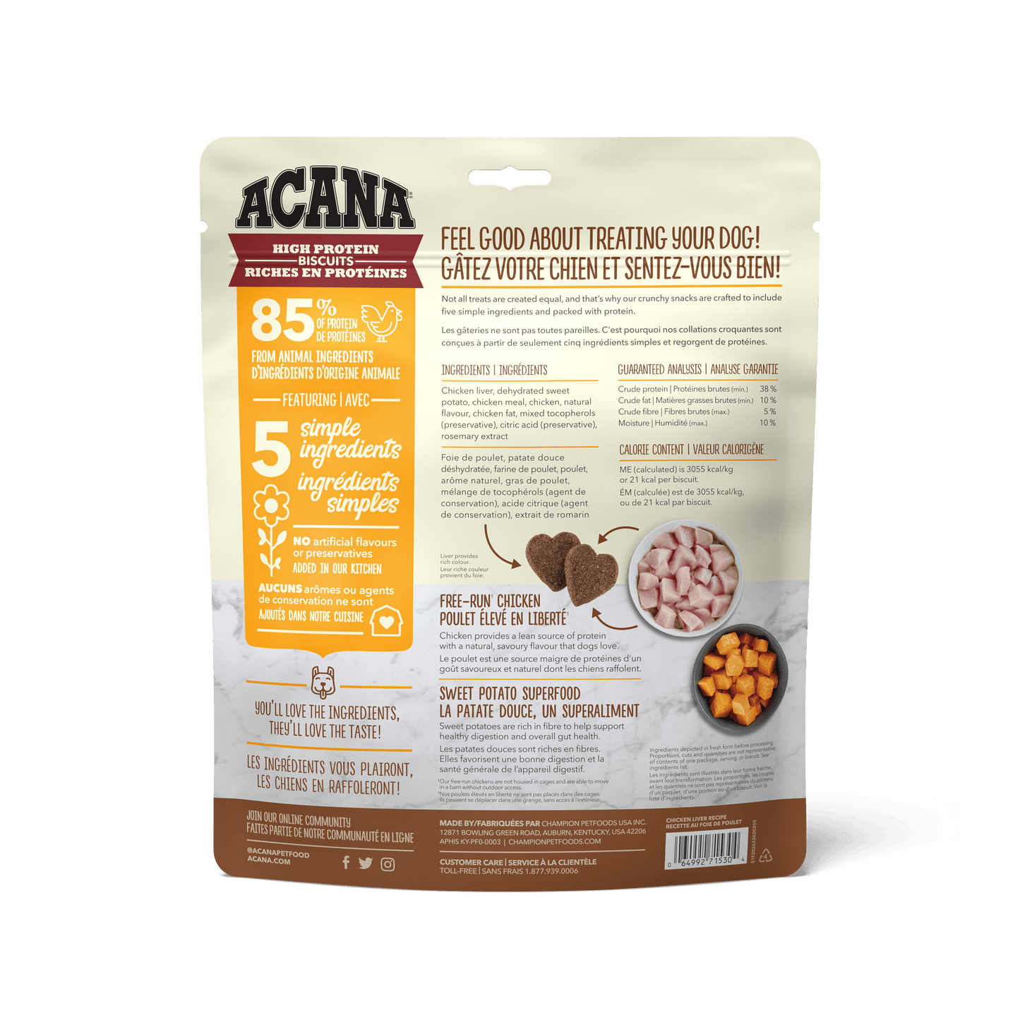 Acana High Protein Biscuits Crunchy Chicken Liver Recipe Large  Dog Treats  | PetMax Canada