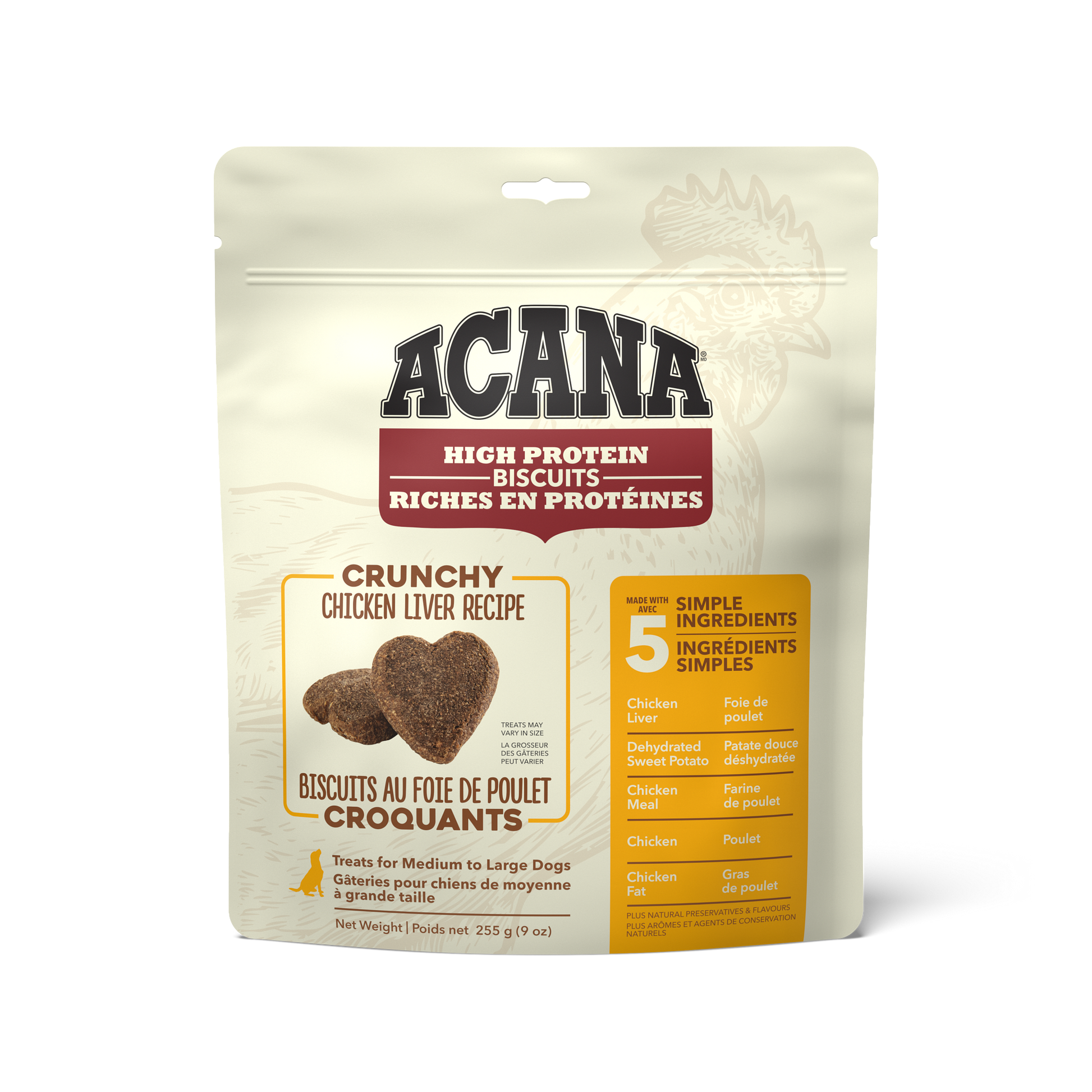 Acana High Protein Biscuits Crunchy Chicken Liver Recipe Large  Dog Treats  | PetMax Canada