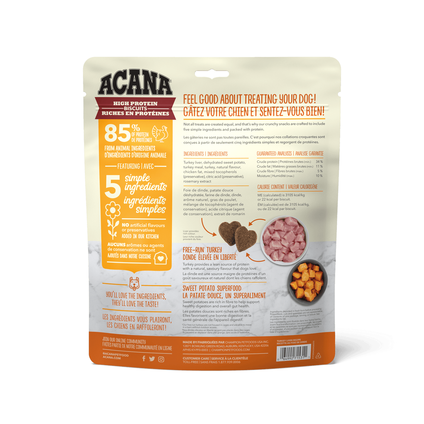 Acana High Protein Biscuits Crunchy Turkey Liver Recipe Large  Dog Treats  | PetMax Canada