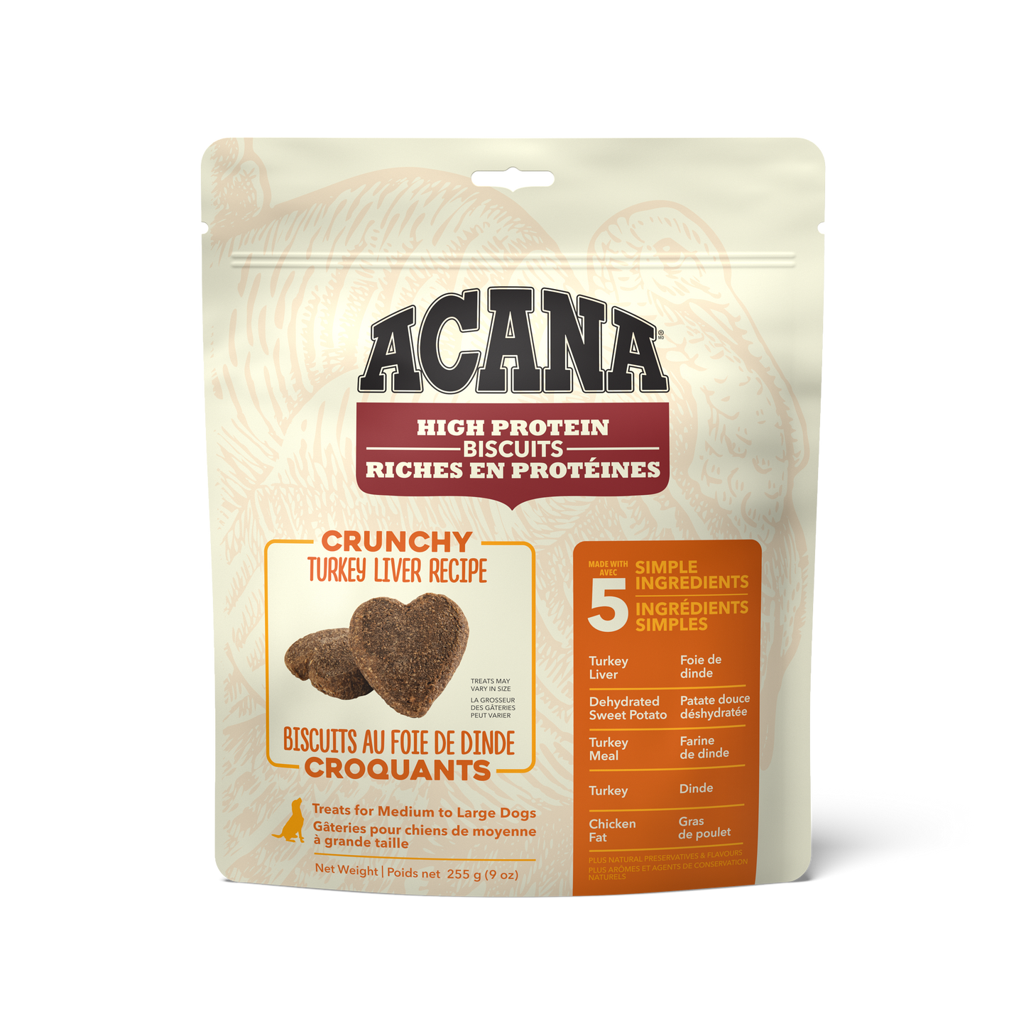 Acana High Protein Biscuits Crunchy Turkey Liver Recipe Large  Dog Treats  | PetMax Canada