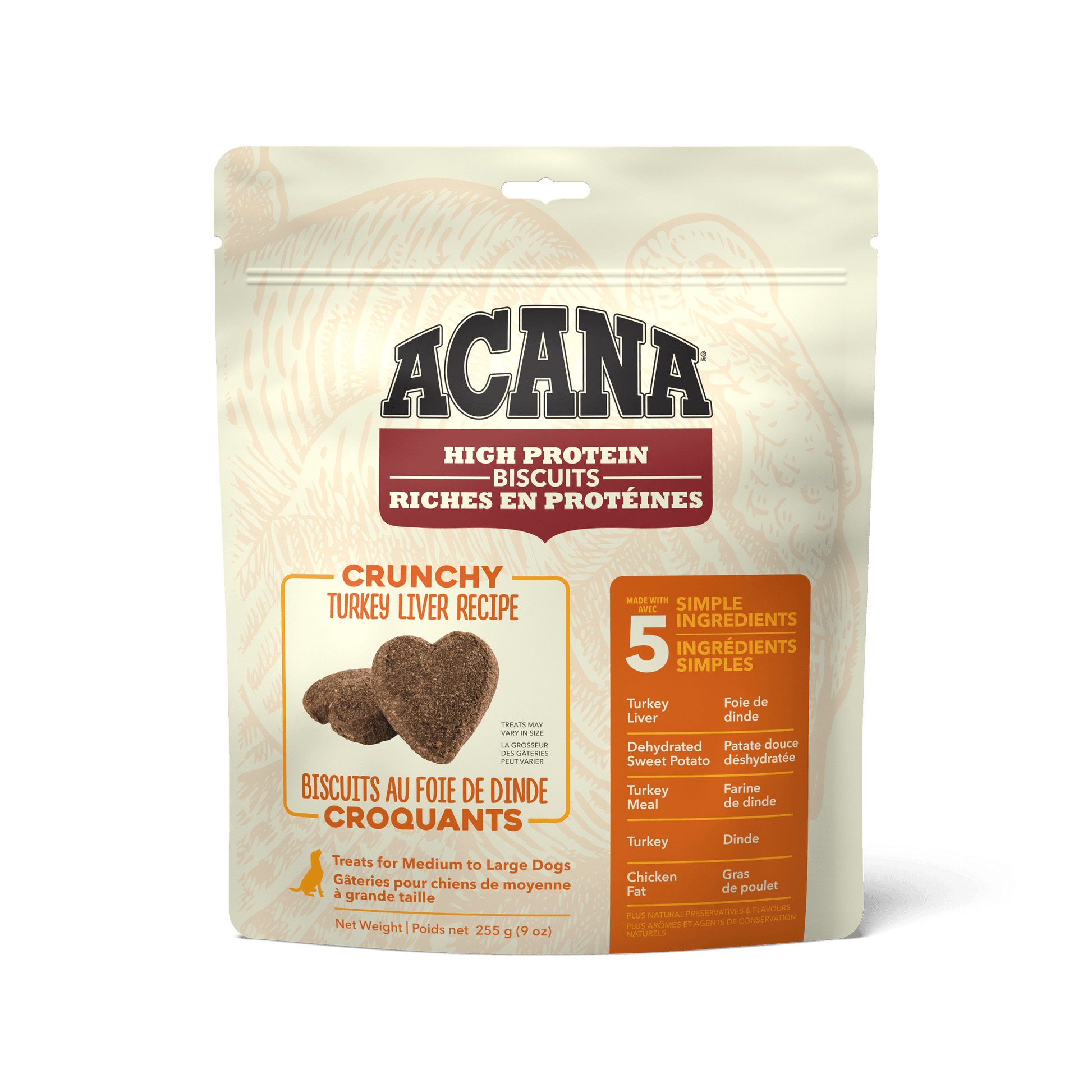 Acana High Protein Biscuits Crunchy Turkey Liver Recipe Large  Dog Treats  | PetMax Canada