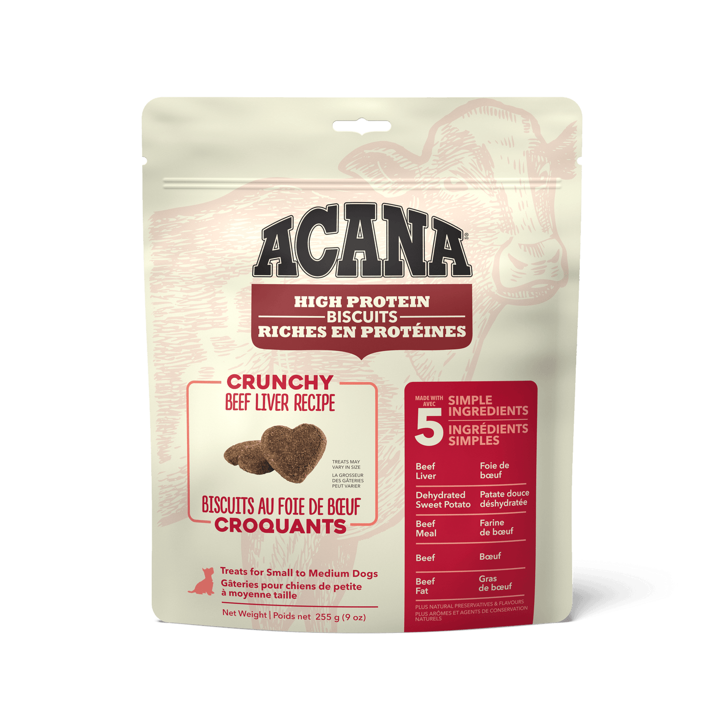 Acana High Protein Dog Biscuits Crunchy Beef Liver Recipe Small  Dog Treats  | PetMax Canada