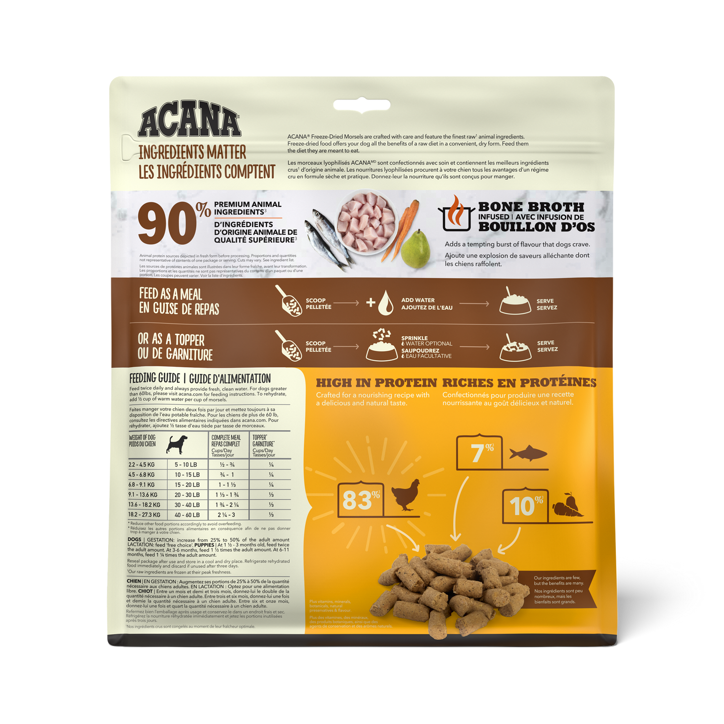 Acana Freeze-Dried Food Morsels Free-Run Chicken Recipe  Dog Food  | PetMax Canada