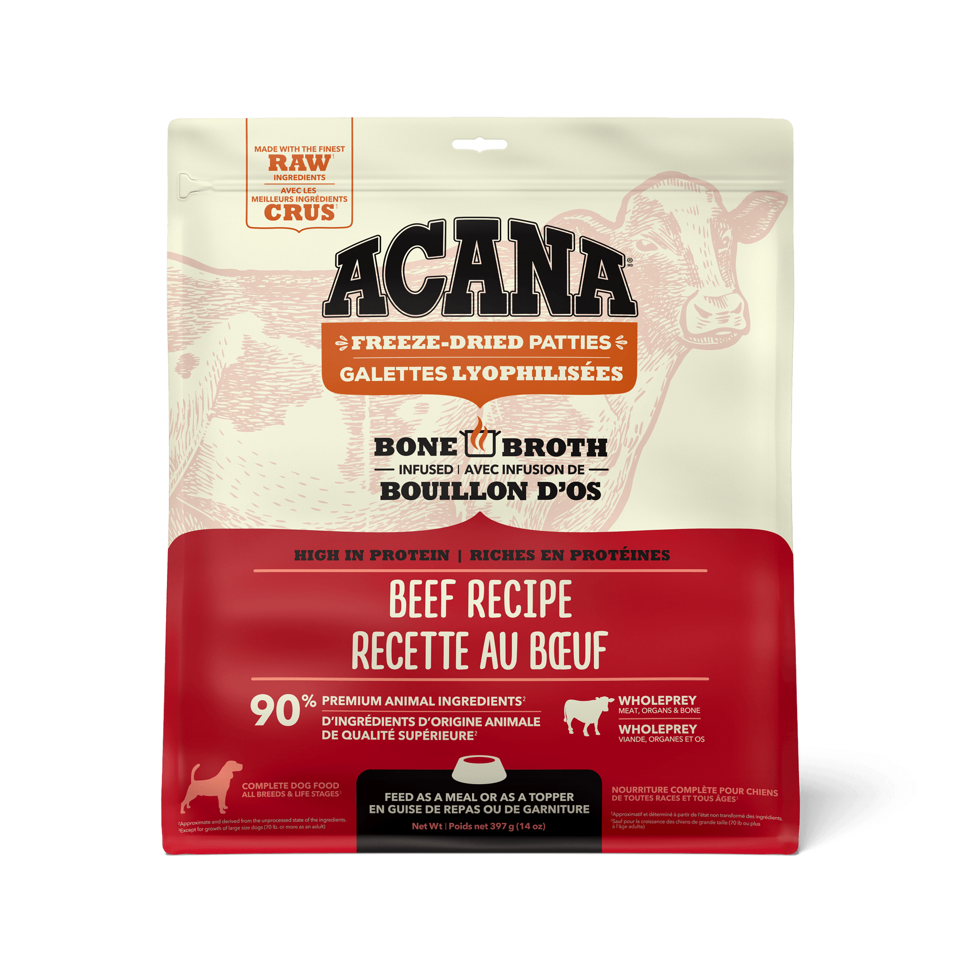 Acana Freeze-Dried Food Patties Ranch-Raised Beef Recipe  Dog Food  | PetMax Canada