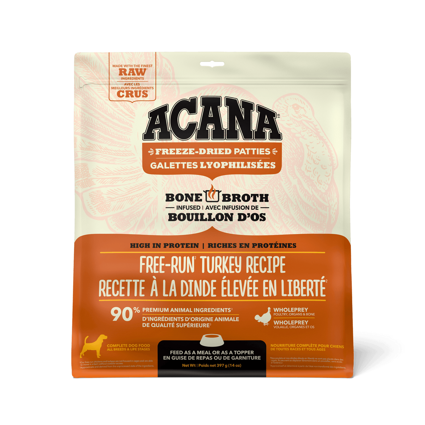 Acana Freeze-Dried Food Patties Free-Run Turkey Recipe  Dog Food  | PetMax Canada