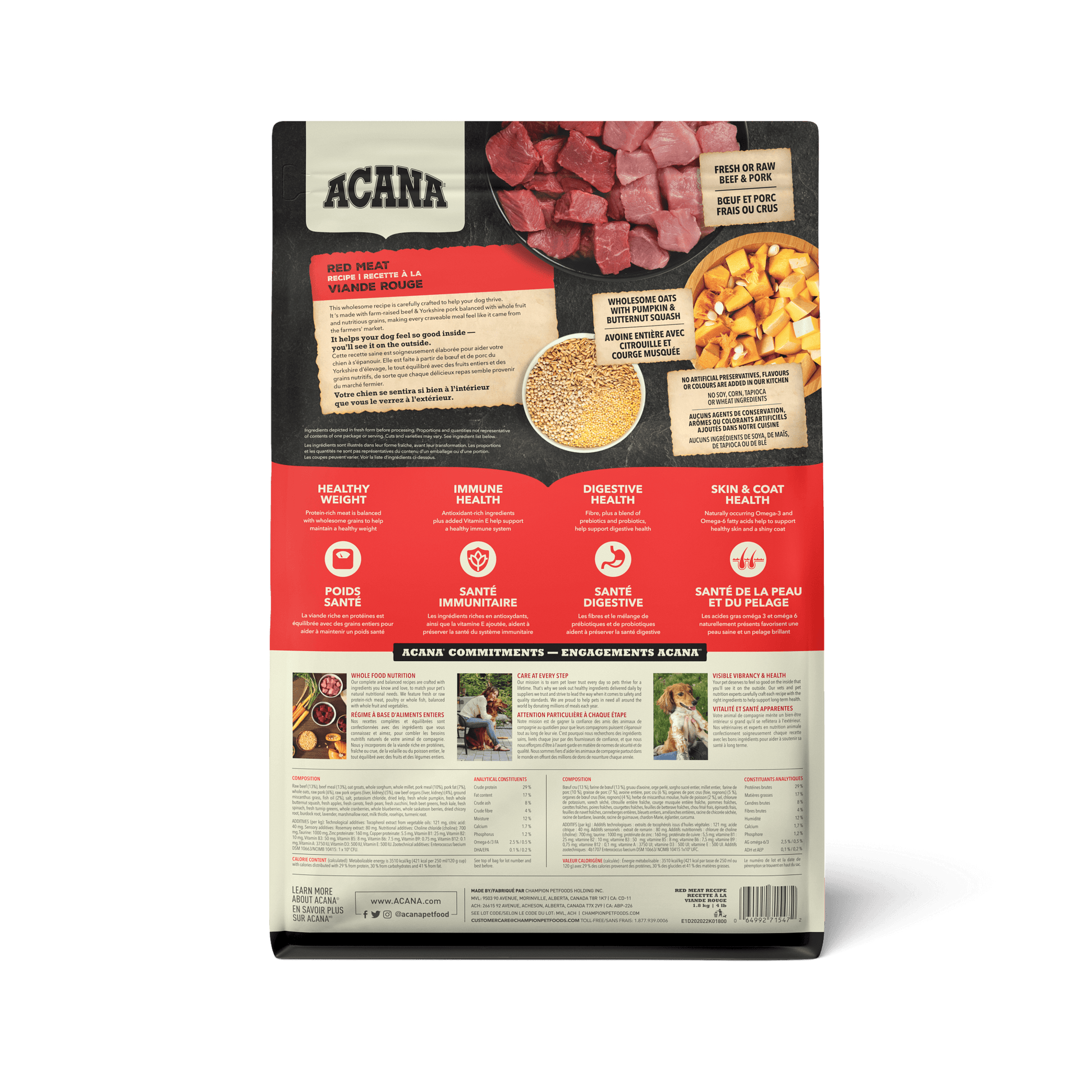 Acana Healthy Grains Ranch Raised Red Meat Dry Dog Food Recipe  Dog Food  | PetMax Canada