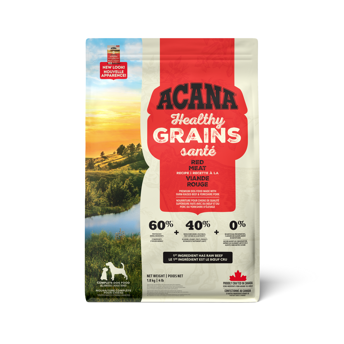 Acana Healthy Grains Ranch Raised Red Meat Dry Dog Food Recipe  Dog Food  | PetMax Canada