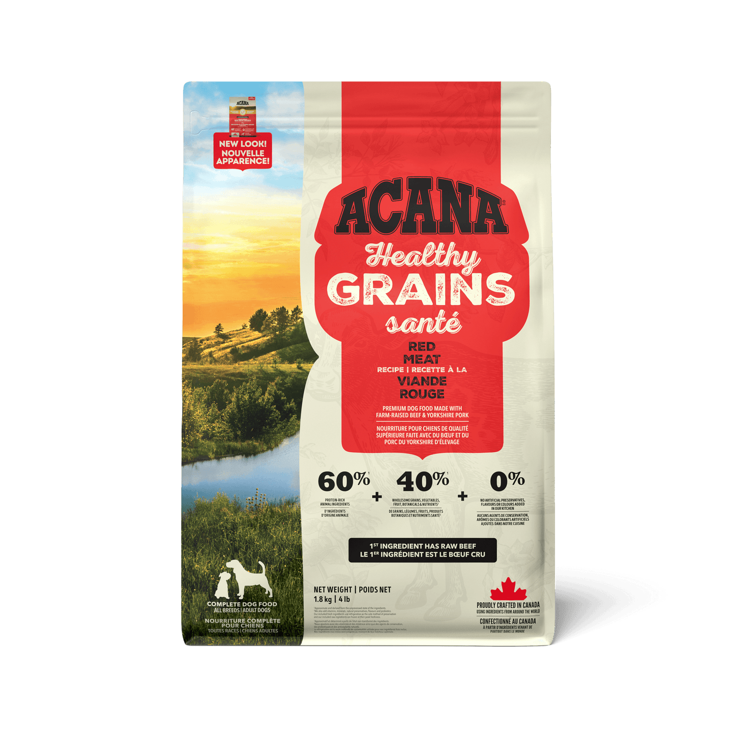 Acana Healthy Grains Ranch Raised Red Meat Dry Dog Food Recipe  Dog Food  | PetMax Canada