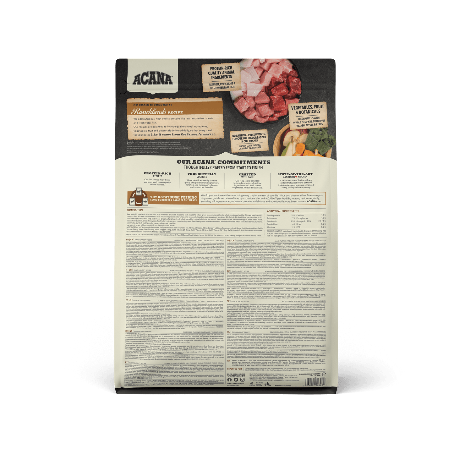 Acana Highest Protein Ranchlands Dry Dog Food Recipe  Dog Food  | PetMax Canada