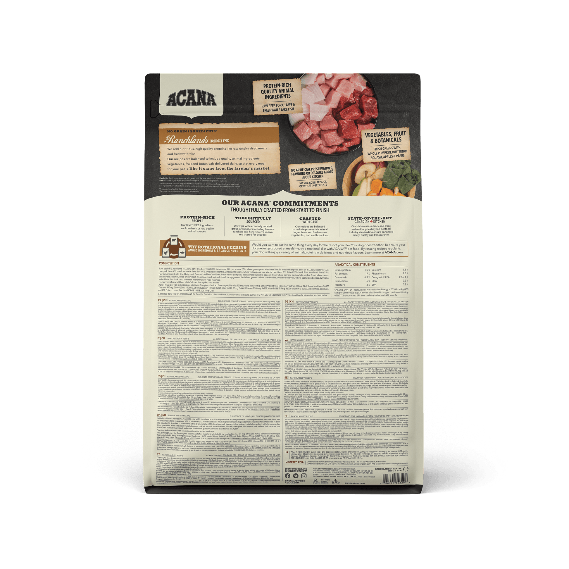 Acana Highest Protein Ranchlands Dry Dog Food Recipe  Dog Food  | PetMax Canada