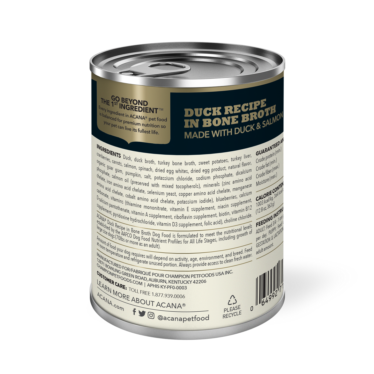 Acana Wet Dog Food Duck Recipe In Bone Broth  Canned Dog Food  | PetMax Canada