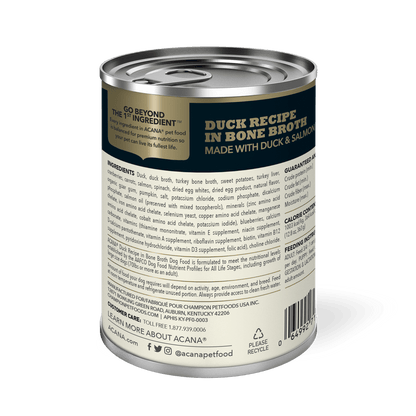 Acana Wet Dog Food Duck Recipe In Bone Broth - 363g - Canned Dog Food - Acana - PetMax Canada