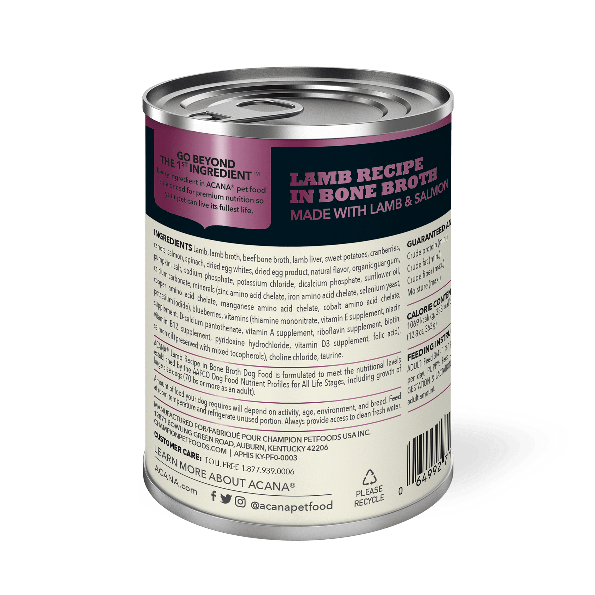 Acana Wet Dog Food Lamb Recipe In Bone Broth - 363g - Canned Dog Food - Acana - PetMax Canada