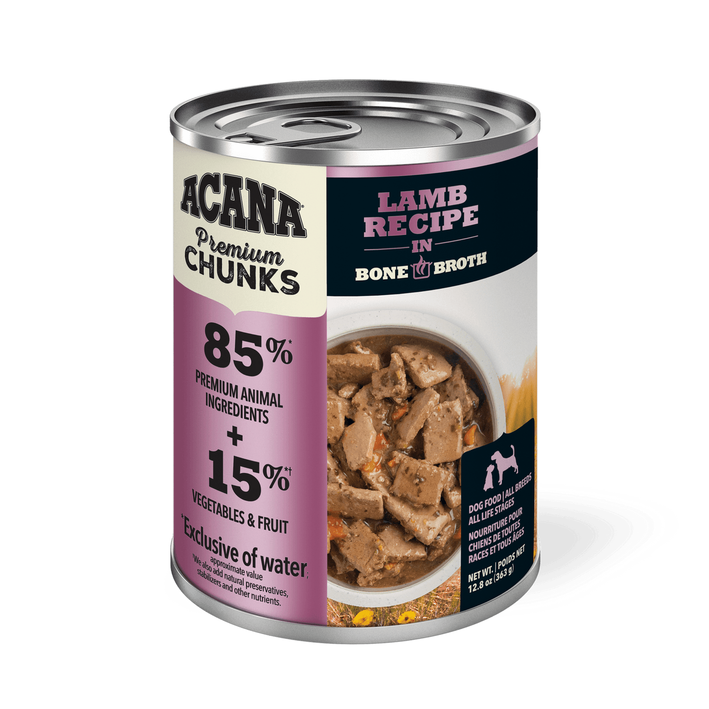 Acana Wet Dog Food Lamb Recipe In Bone Broth - 363g - Canned Dog Food - Acana - PetMax Canada
