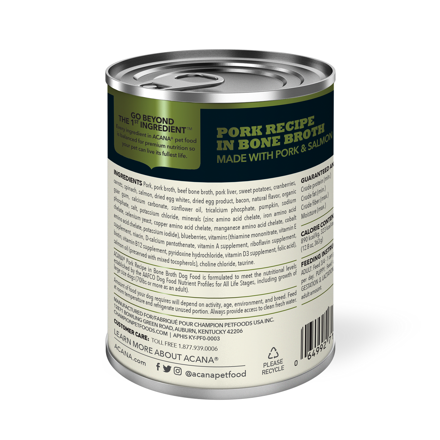 Acana Wet Dog Food Pork Recipe In Bone Broth  Canned Dog Food  | PetMax Canada