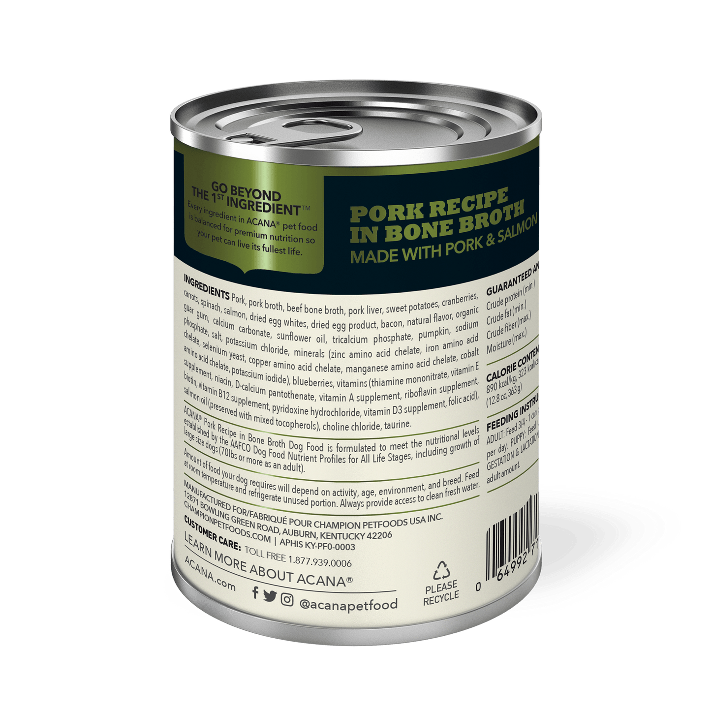 Acana Wet Dog Food Pork Recipe In Bone Broth  Canned Dog Food  | PetMax Canada