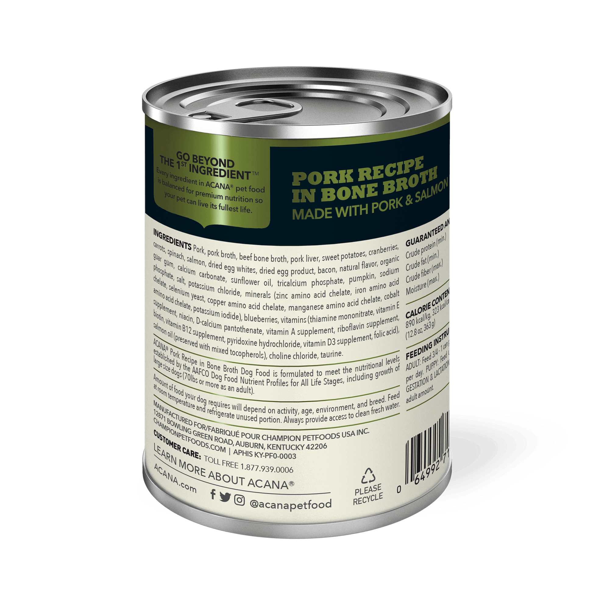 Acana Wet Dog Food Pork Recipe In Bone Broth  Canned Dog Food  | PetMax Canada