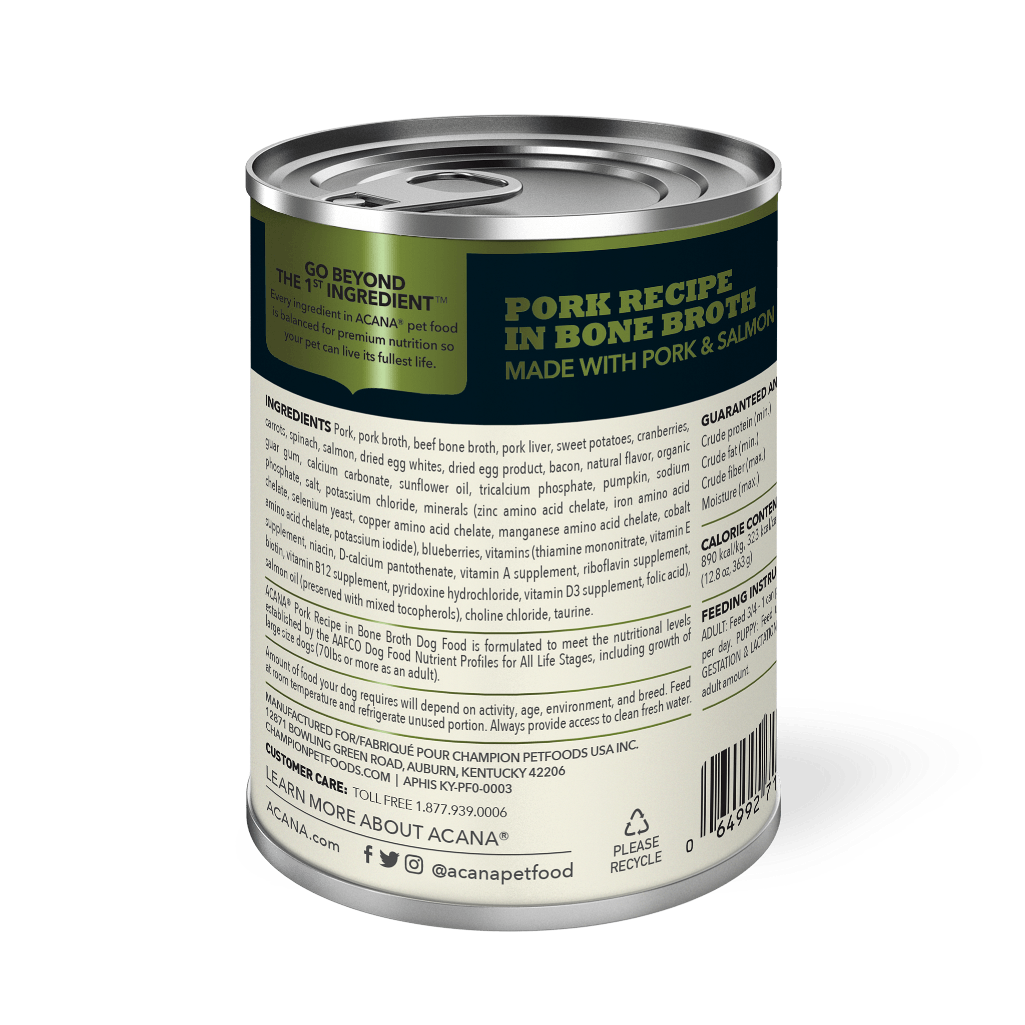 Acana Wet Dog Food Pork Recipe In Bone Broth - 363g - Canned Dog Food - Acana - PetMax Canada