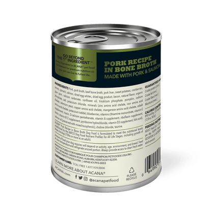 Acana Wet Dog Food Pork Recipe In Bone Broth - 363g - Canned Dog Food - Acana - PetMax Canada