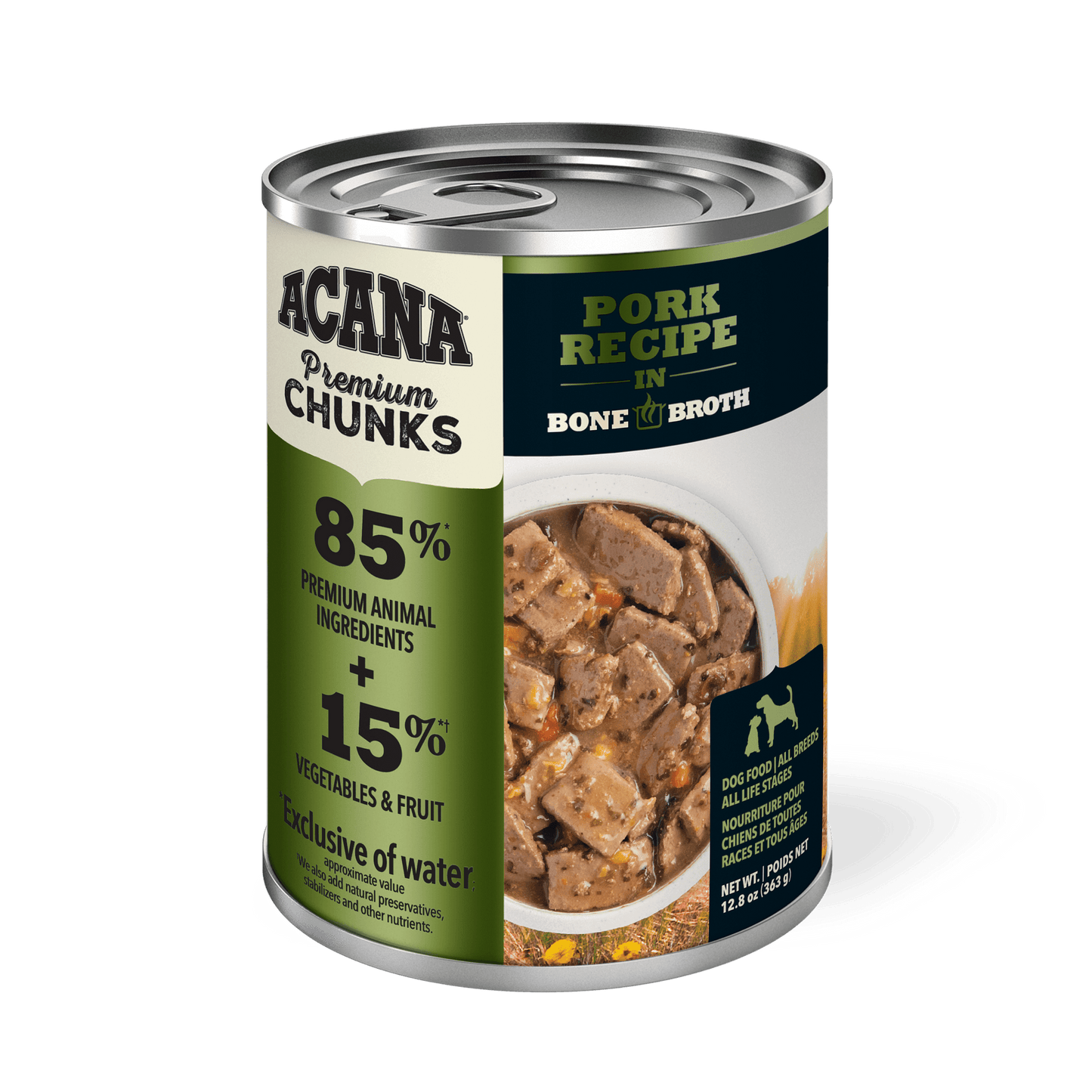 Acana Wet Dog Food Pork Recipe In Bone Broth  Canned Dog Food  | PetMax Canada