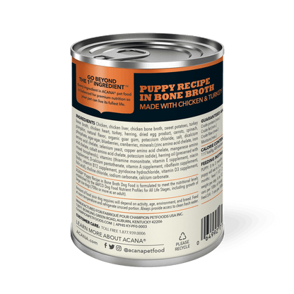 Acana Wet Dog Food Puppy Recipe In Bone Broth - 363g - Canned Dog Food - Acana - PetMax Canada