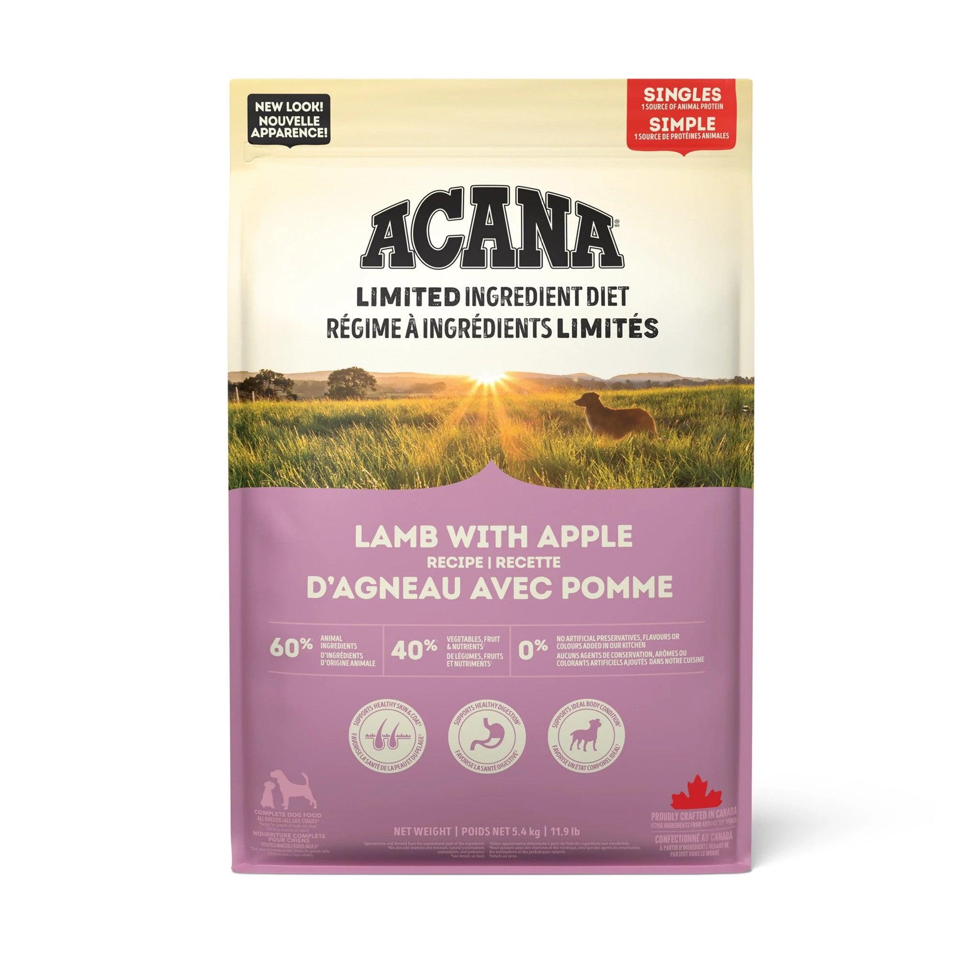 Acana Singles Limited Ingredient Diet Lamb & Apple Dog Food Recipe  Dog Food  | PetMax Canada