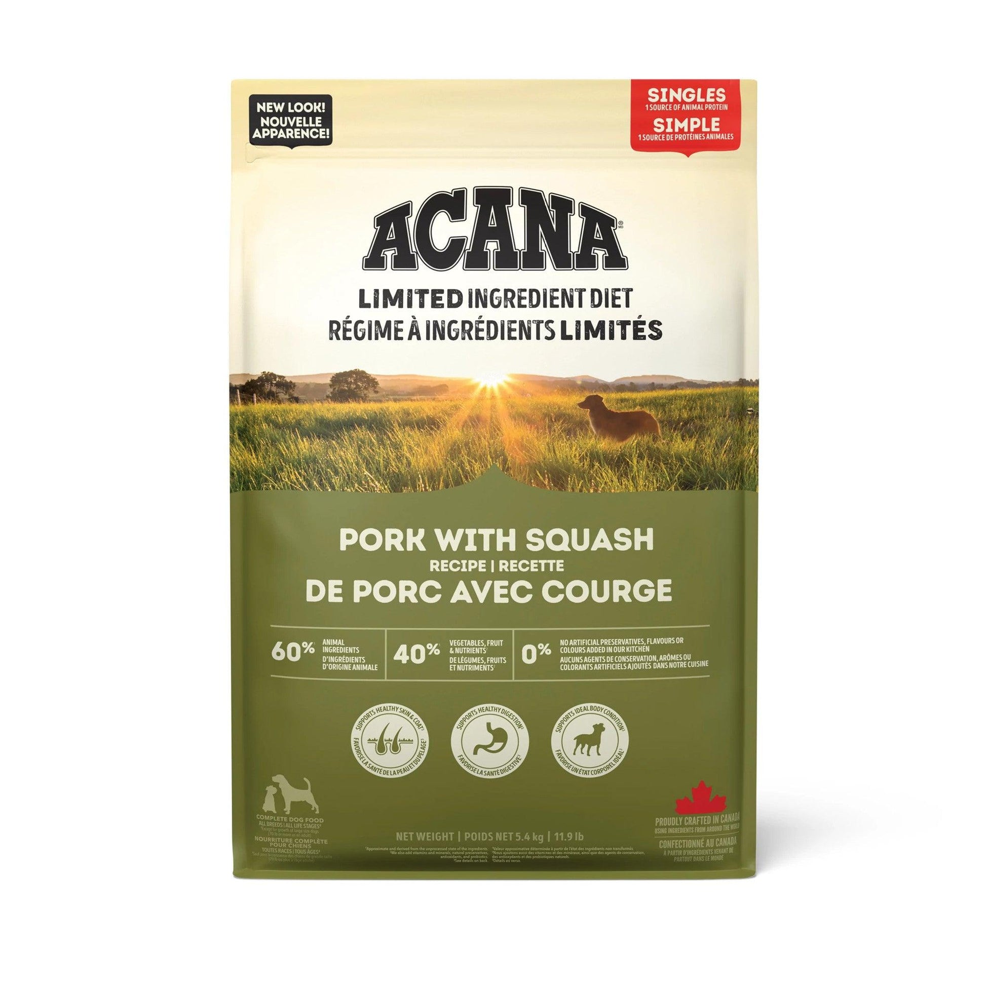 Acana Singles Limited Ingredient Diet Pork & Squash Dog Food Recipe  Dog Food  | PetMax Canada