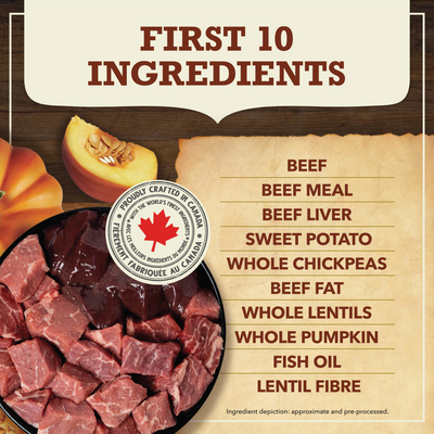 Acana Singles Limited Ingredient Diet Beef & Pumpkin Dry Dog Food Recipe - First Ingredients - Acana - PetMax Canada