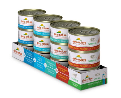 Almo Nature canned pet food packaging on a white background