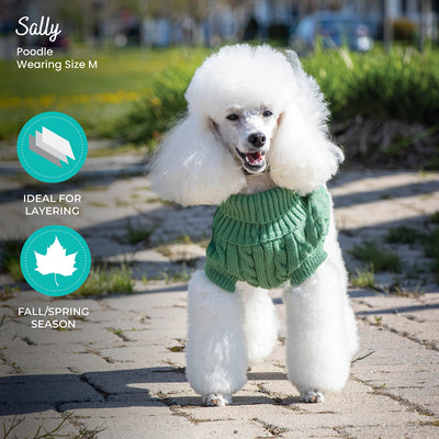Shedrow K9 Brentwood Cable Knit Sweater English Ivy - Clothing - Shedrow K9 - PetMax Canada