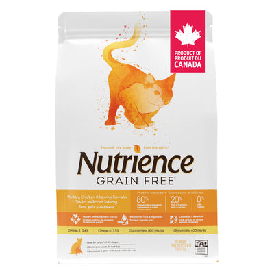 Nourriture sans céréales pour chats Nutrience Dinde, poulet et hareng