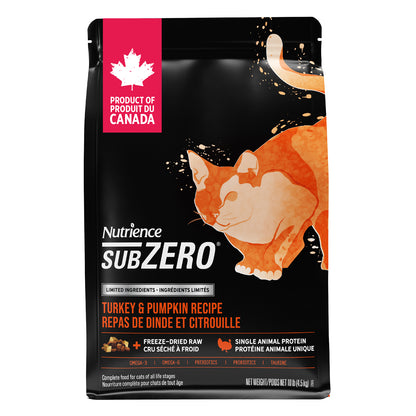 Nourriture pour chats SubZero sans céréales Nutrience à ingrédients limités pour la dinde et la citrouille