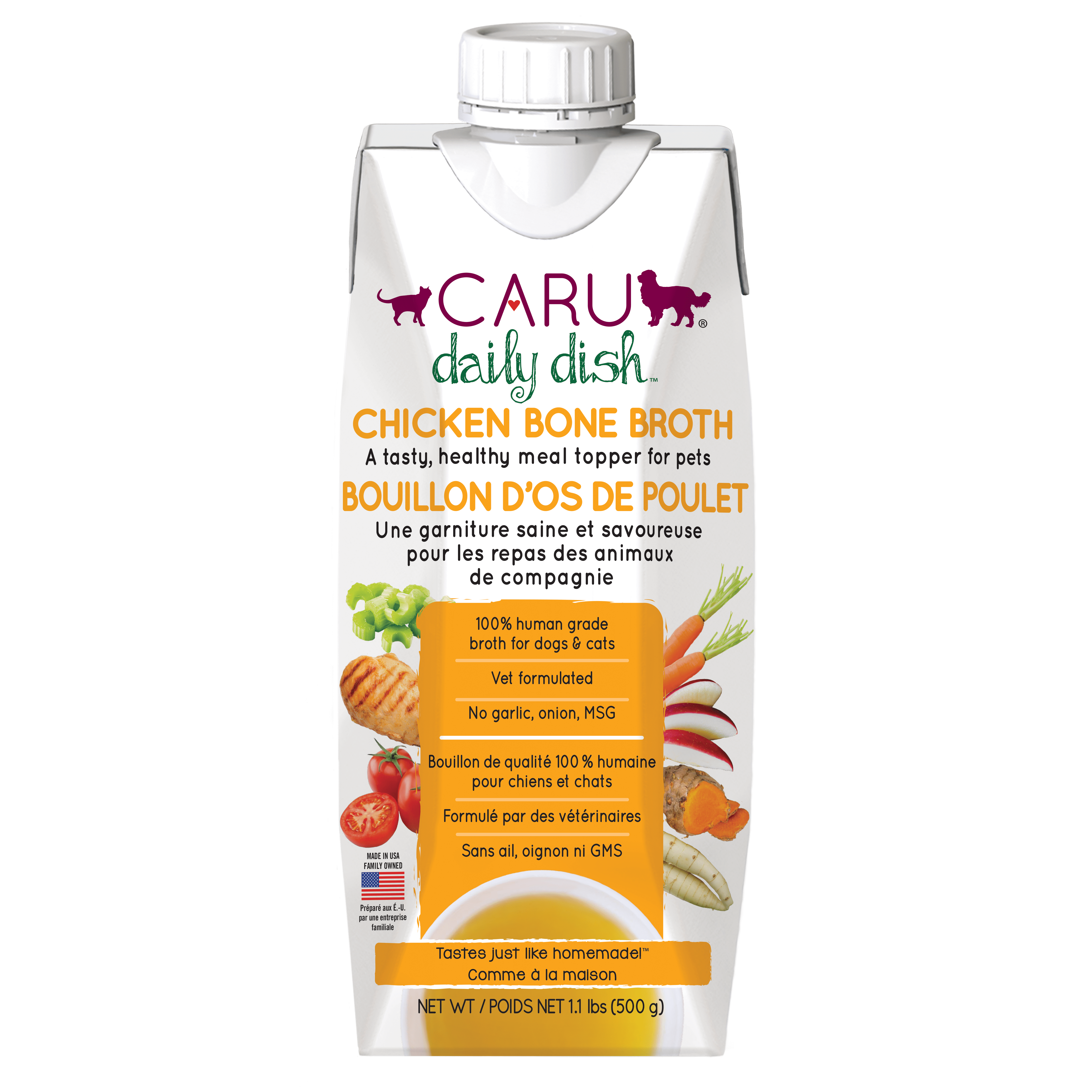 Caru Daily Dish Chicken Bone Broth Dog Food Topper - Dog Food Toppers - Caru - PetMax Canada