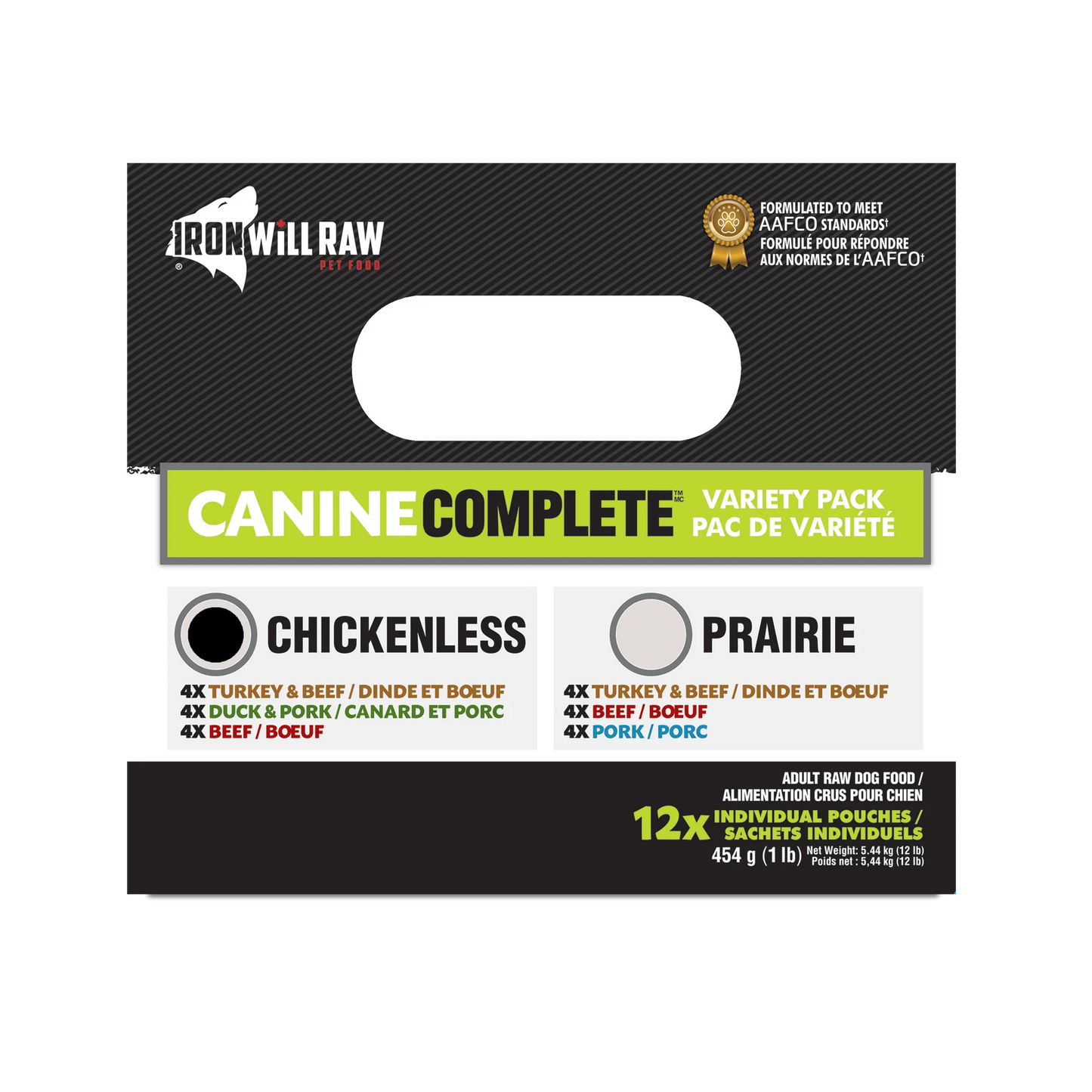 Iron Will Raw Canine Complete Chickenless Variety Pack  Raw Dog Food  | PetMax Canada