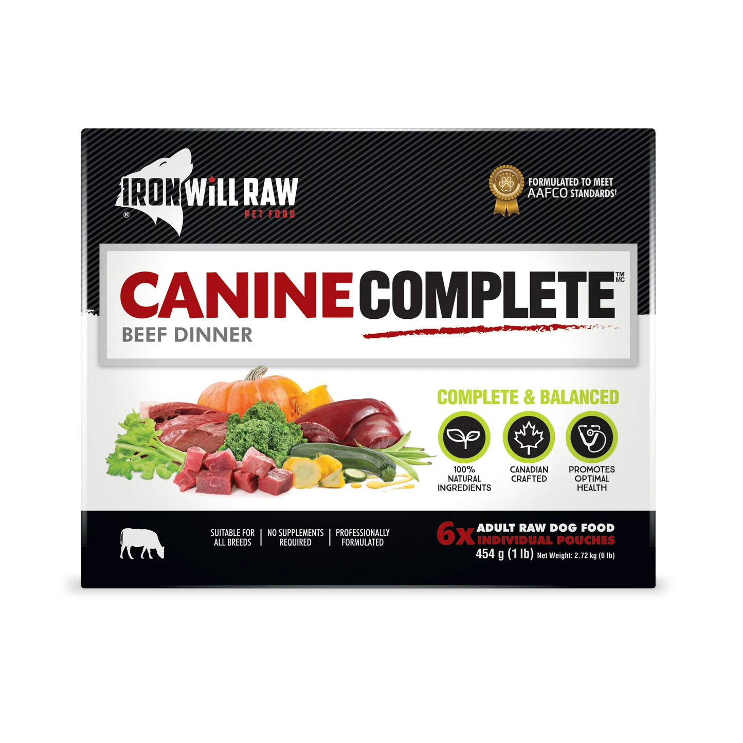 Iron Will Raw Canine Complete Beef Dinner  Raw Dog Food  | PetMax Canada