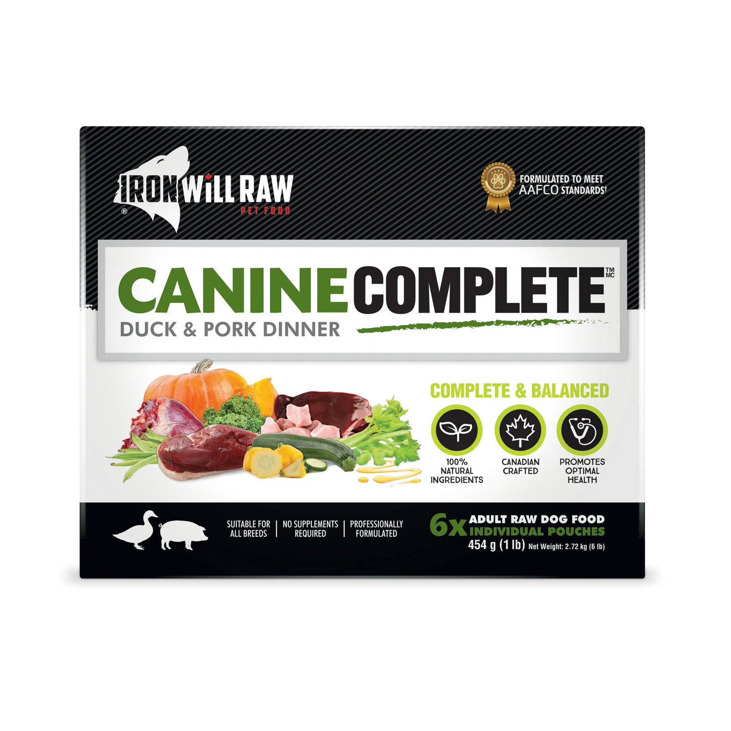 Iron Will Raw Canine Complete Duck & Pork Dinner  Raw Dog Food  | PetMax Canada