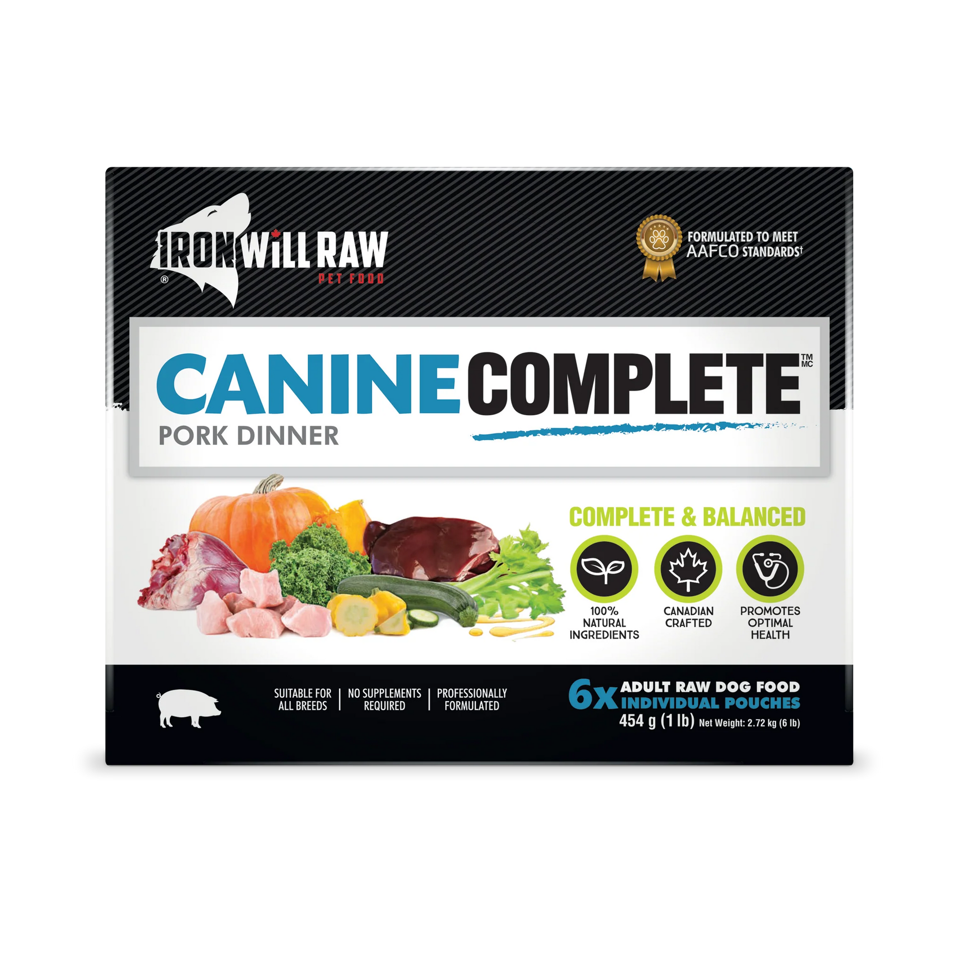 Iron Will Raw Canine Complete Pork Dinner  Raw Dog Food  | PetMax Canada