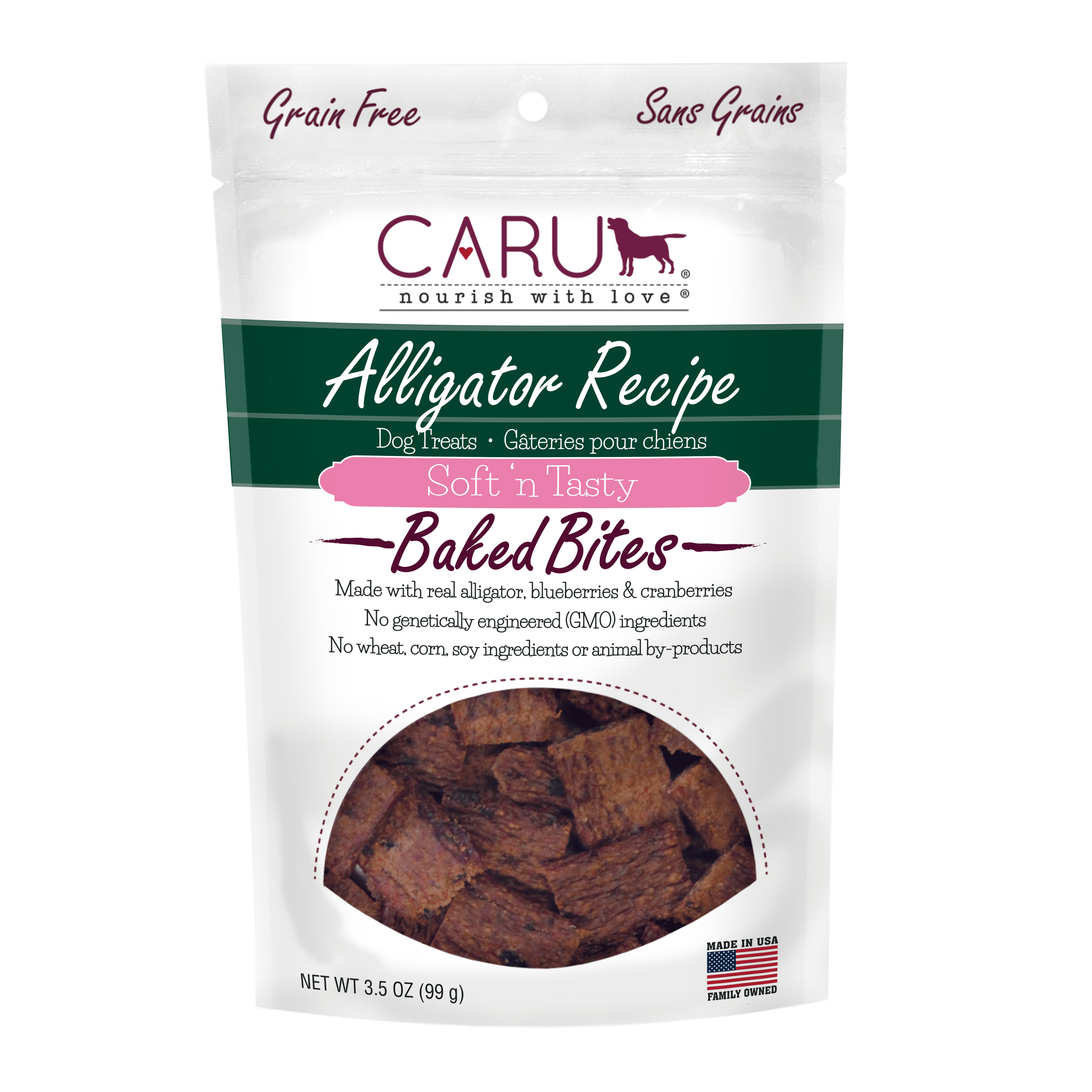 Caru Soft 'n Tasty Bites Alligator Recipe Dog Treats - Dog Treats - Caru - PetMax Canada