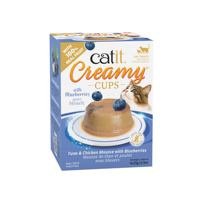 Catit Creamy Cups Tuna & Chicken Mousse with Blueberry  Cat Treats  | PetMax Canada