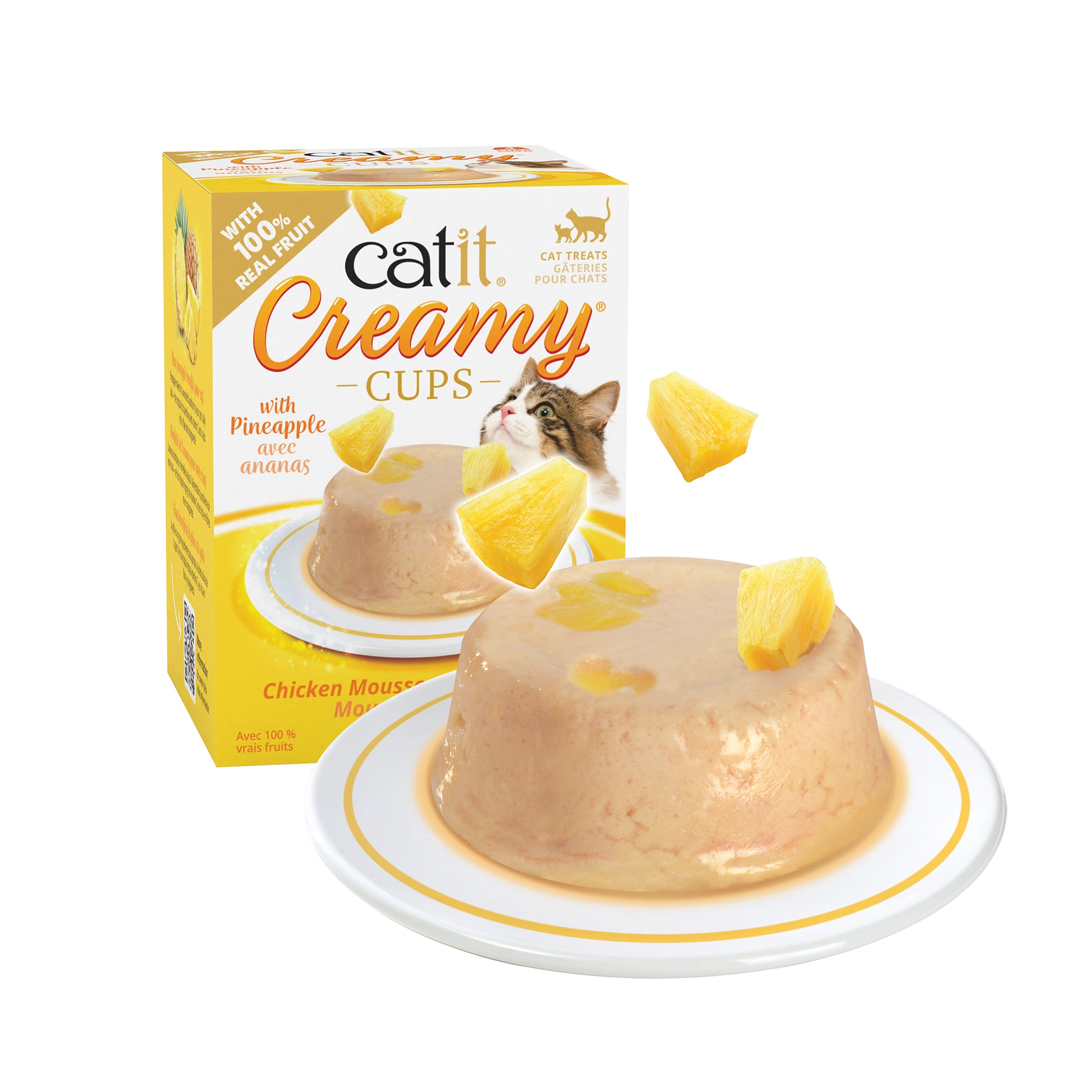 Catit Creamy Cups Chicken Mousse with Pineapple  Cat Treats  | PetMax Canada