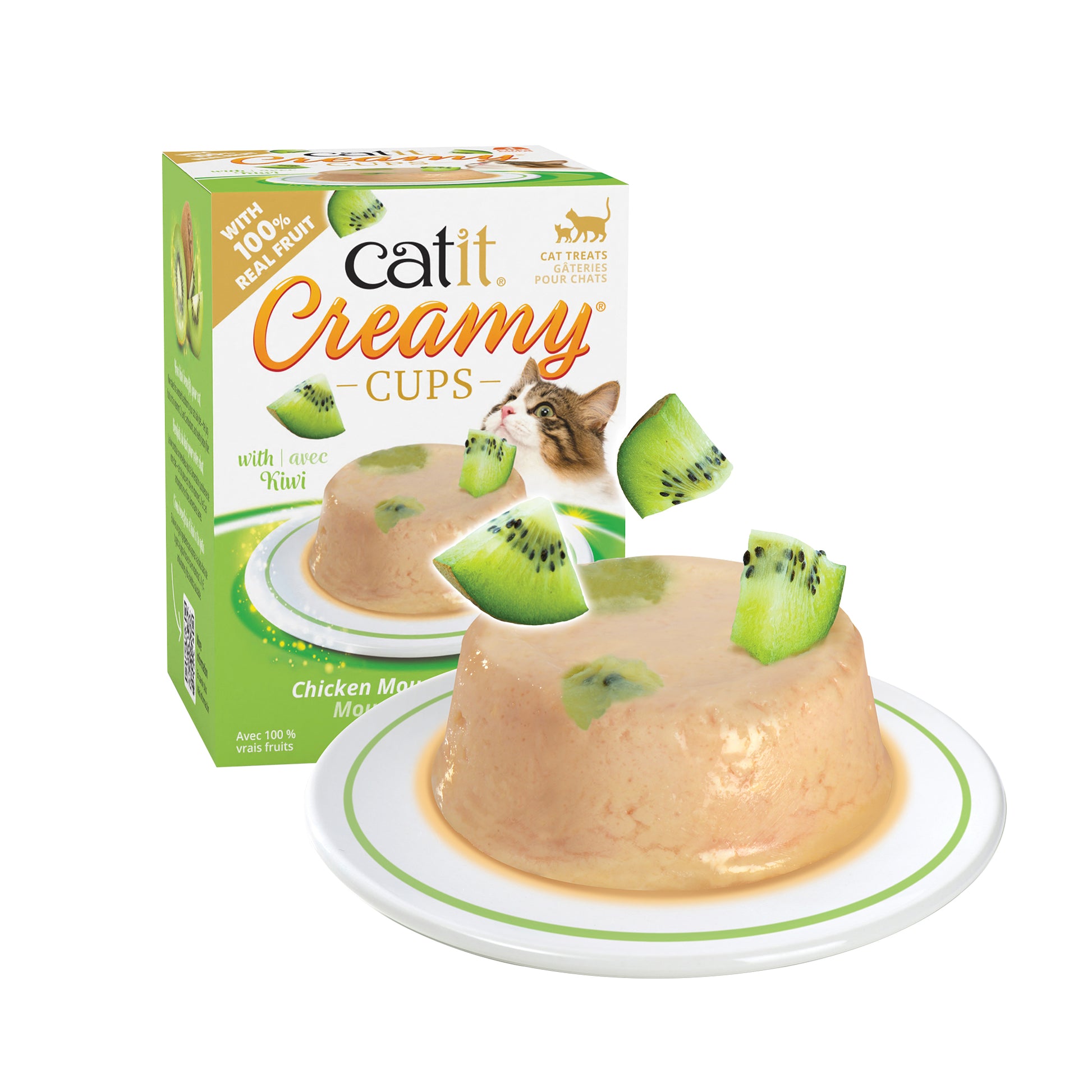 Catit Creamy Cups Chicken Mousse with Kiwi  Cat Treats  | PetMax Canada